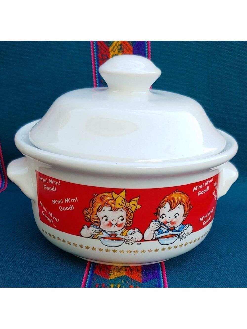 Campbell's 1998 Vintage White and Red Ceramic Soup Bowl with Lid - Picture 4 of 16